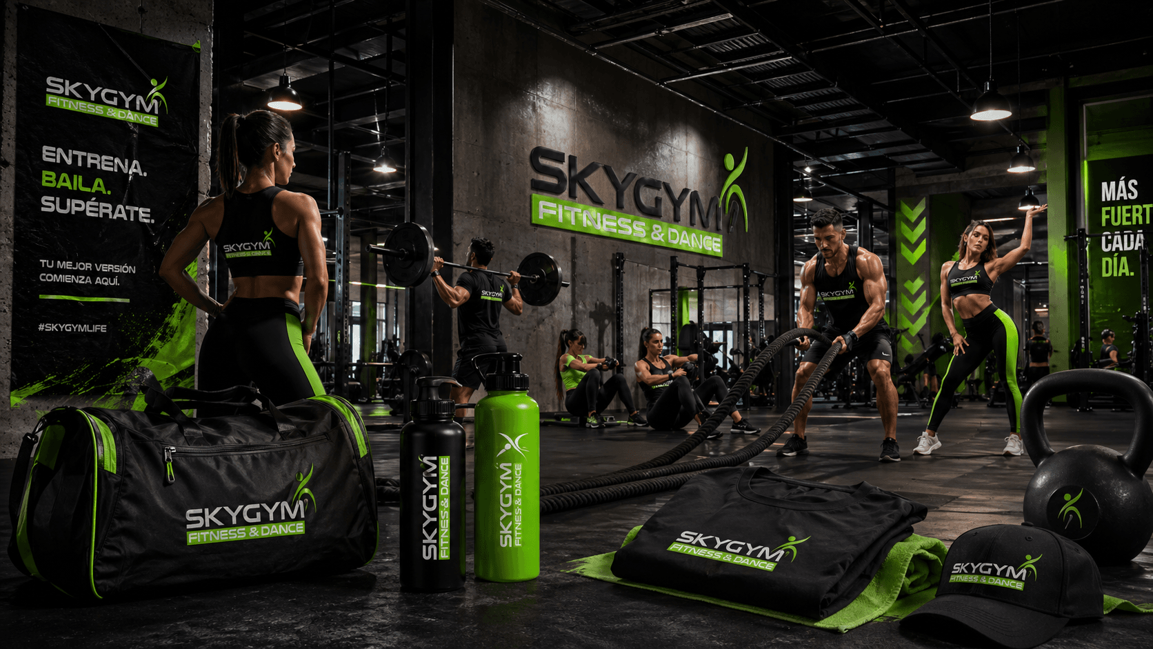 Vista principal del logotipo profesional y sistema de identidad visual de SKYGYM